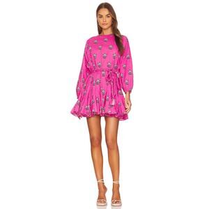 Rhode Womens Ella Belted Cotton Mini Dress Marigold Flower Hot Pink Size Medium